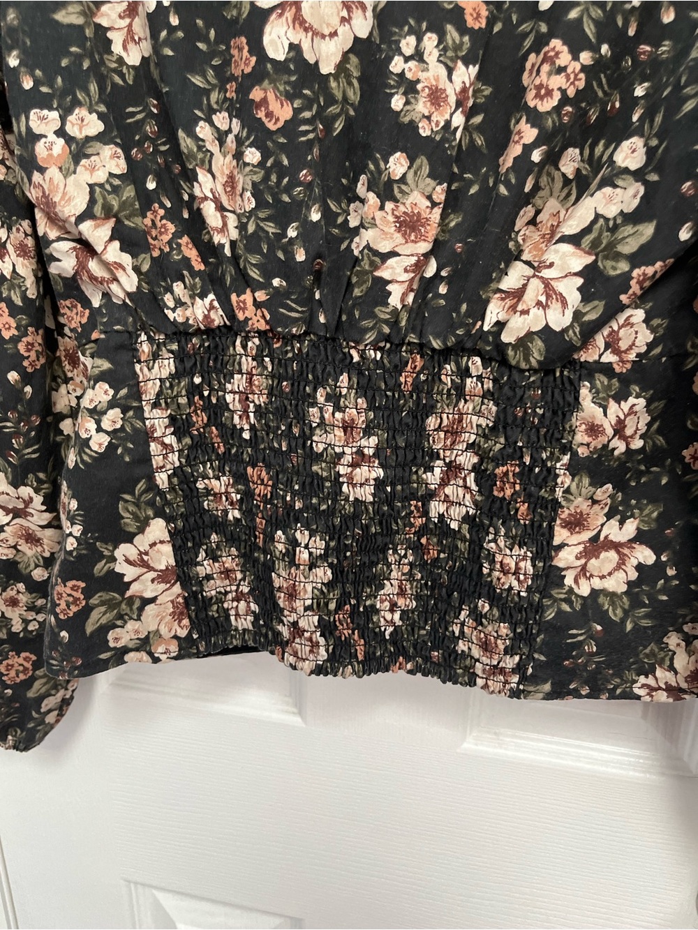 Abercrombie & Fitch Square Neck Blouse M Floral Balloon Sleeve Smock Feminine - Picture 11 of 15